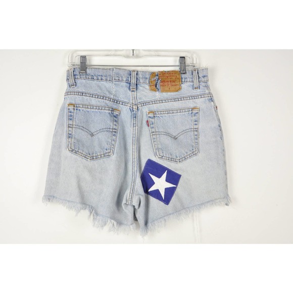 80s Flag Patch Levis Cut Offs - Medium | Distressed Jean Shorts | 4th of July - Picture 4 of 6